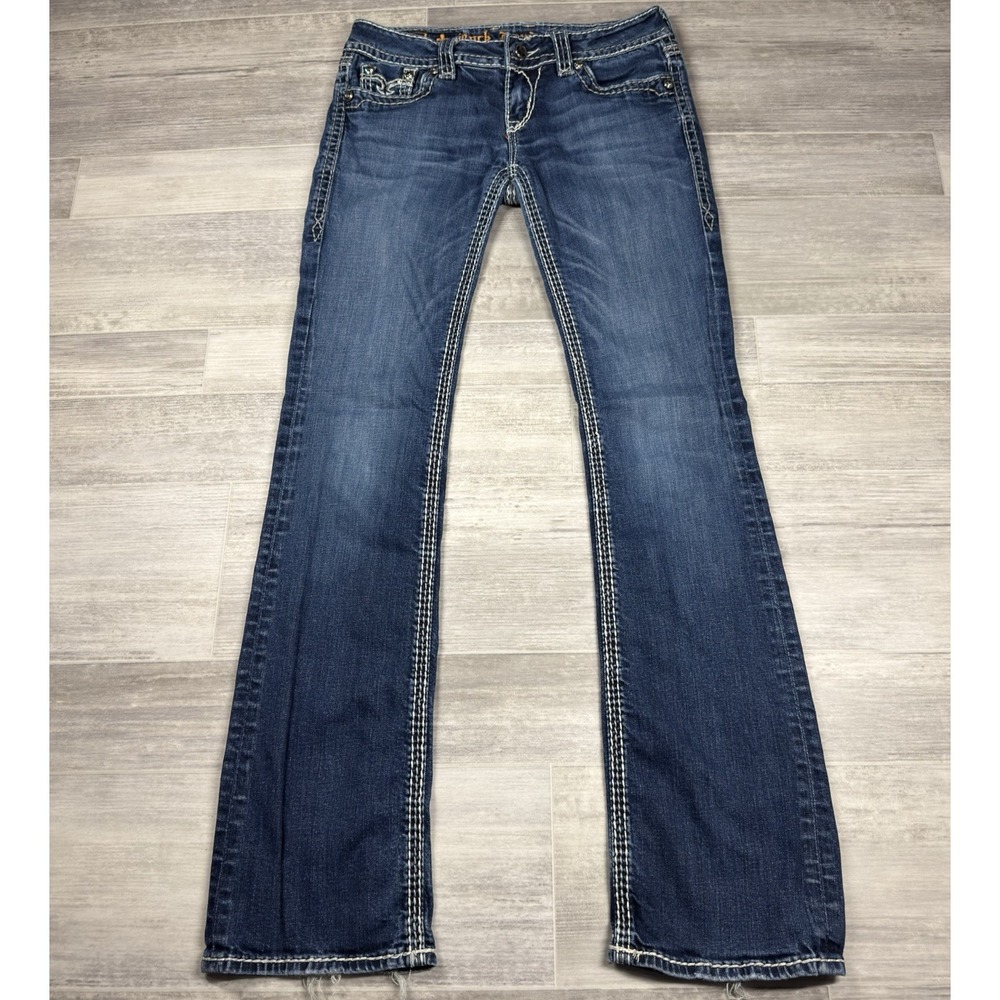 Rock Revival Molly Bootcut Jeans Women's Size 29 Blue Denim Y2K Contrast Stitch